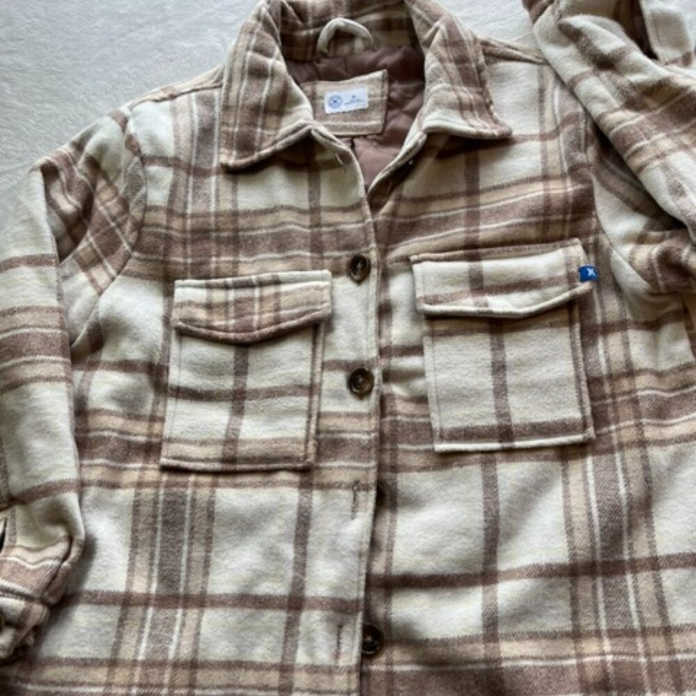 Hurley Brown, Tan and Cream Plaid Flannel Shacket- Size XL